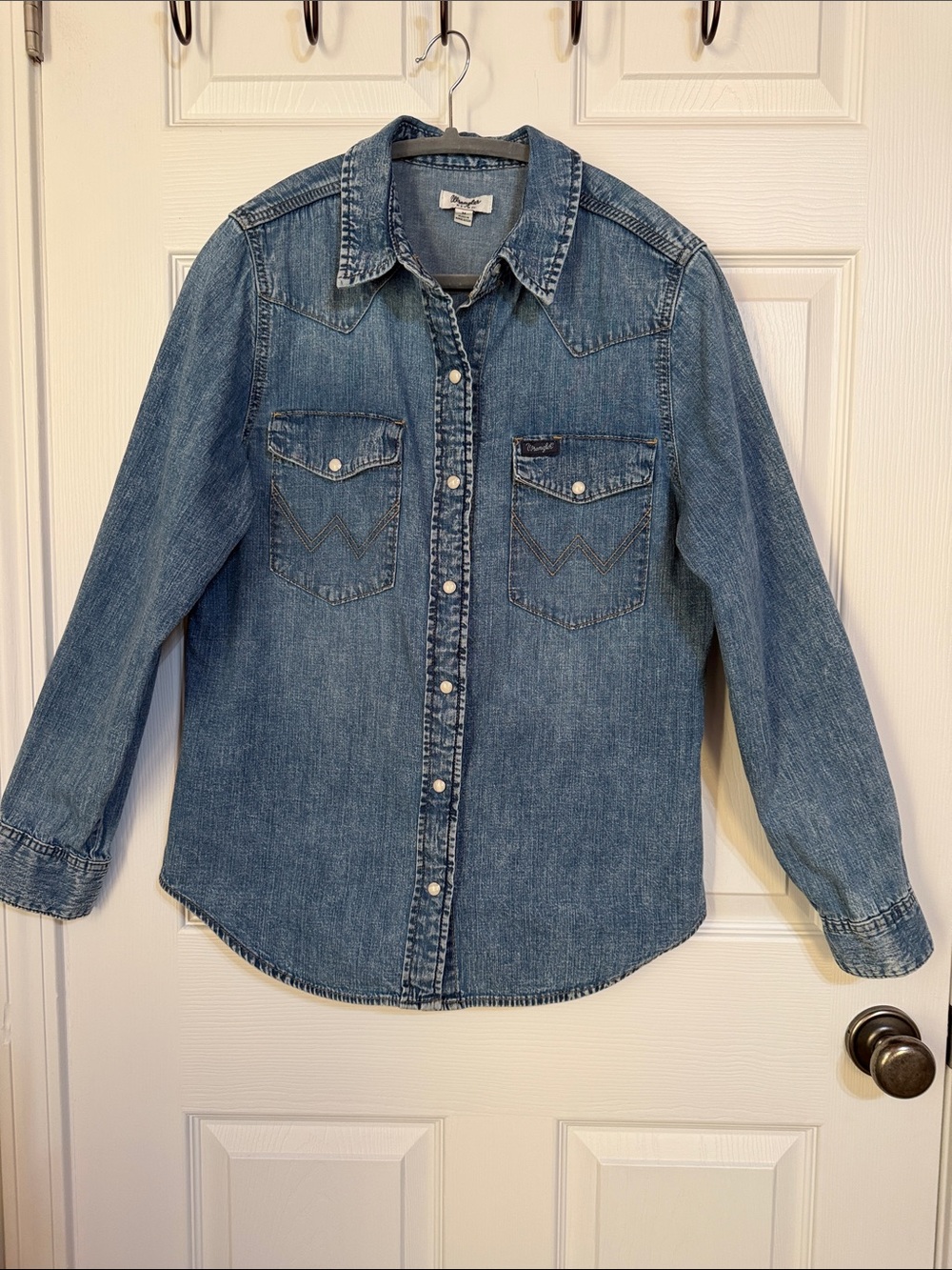 Wrangler Retro Blue Denim Western Button-Up Shirt